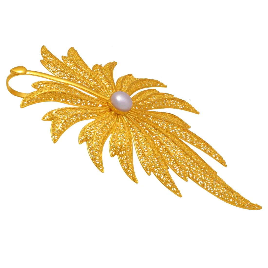 22K Gold Jewellery Set (pendant And Earrings) Floral Filigree Design With Pearl Centre - Image 8
