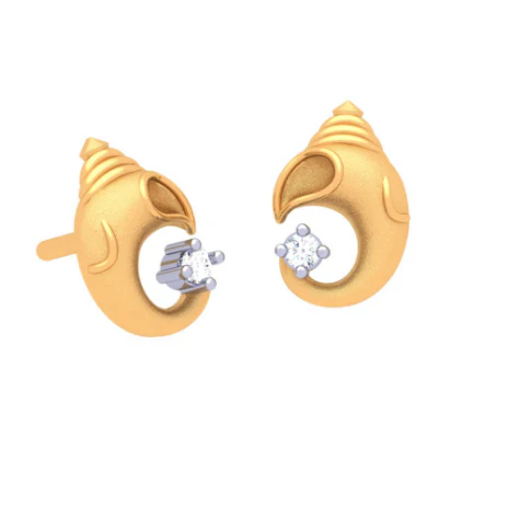 22k Gold Lord Ganesha Earrings Sparkling With Brilliant Clear-cut Gemstones - Image 4