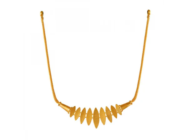 22k Gold Minimal Statement Necklace And Earrings Set With Geometric Design - Image 2
