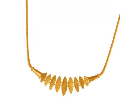 22k Gold Minimal Statement Necklace And Earrings Set With Geometric Design - Image 4