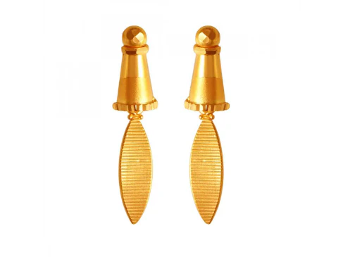 22k Gold Minimal Statement Necklace And Earrings Set With Geometric Design - Image 6