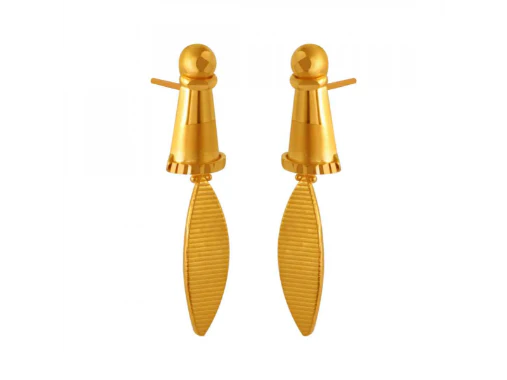 22k Gold Minimal Statement Necklace And Earrings Set With Geometric Design - Image 7