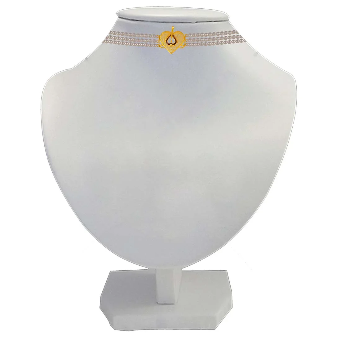 22K Gold Necklace Choker With Heart Pendant And Pearl Chain - Image 5