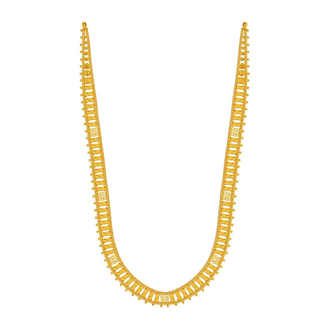 22K Gold Necklace With Elegant Bow Motif & Delicate Bead Details - Image 5