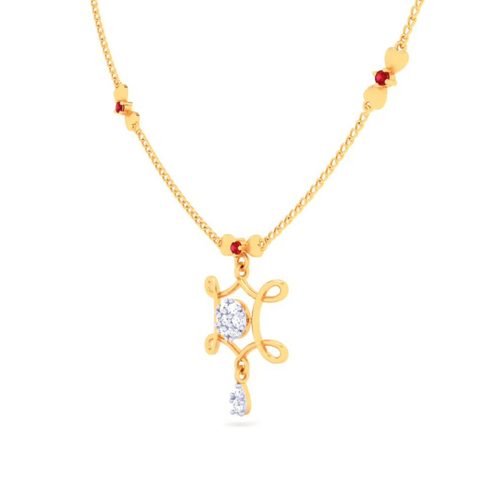 22k Gold Necklace With Stone From Pc Chandra Mugdhaa Collection - Image 3