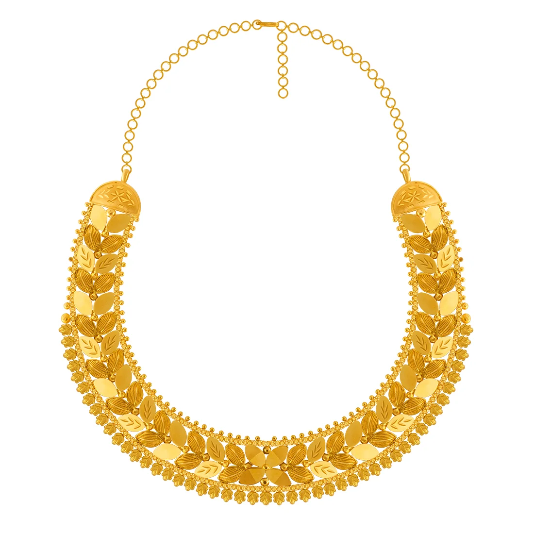 22K Gold Necklace With Traditional Leaf Design - Image 2