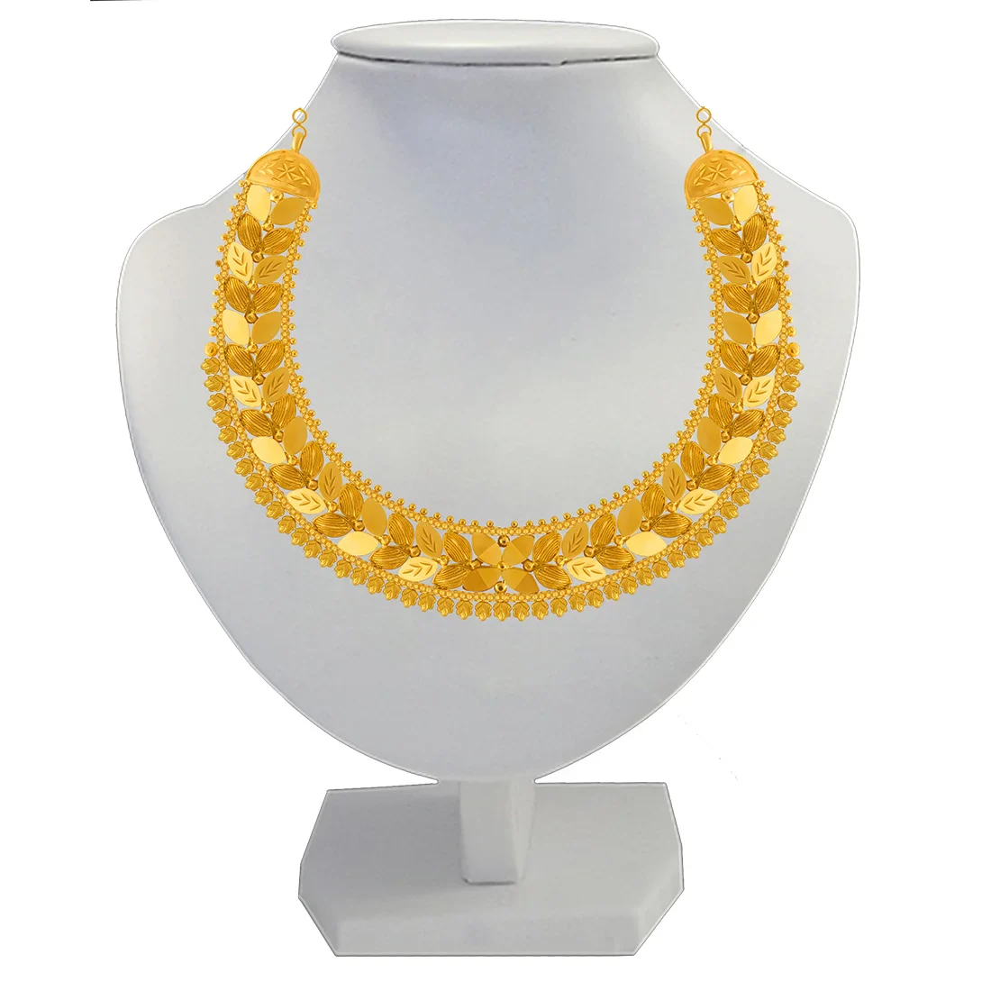 22K Gold Necklace With Traditional Leaf Design - Image 4