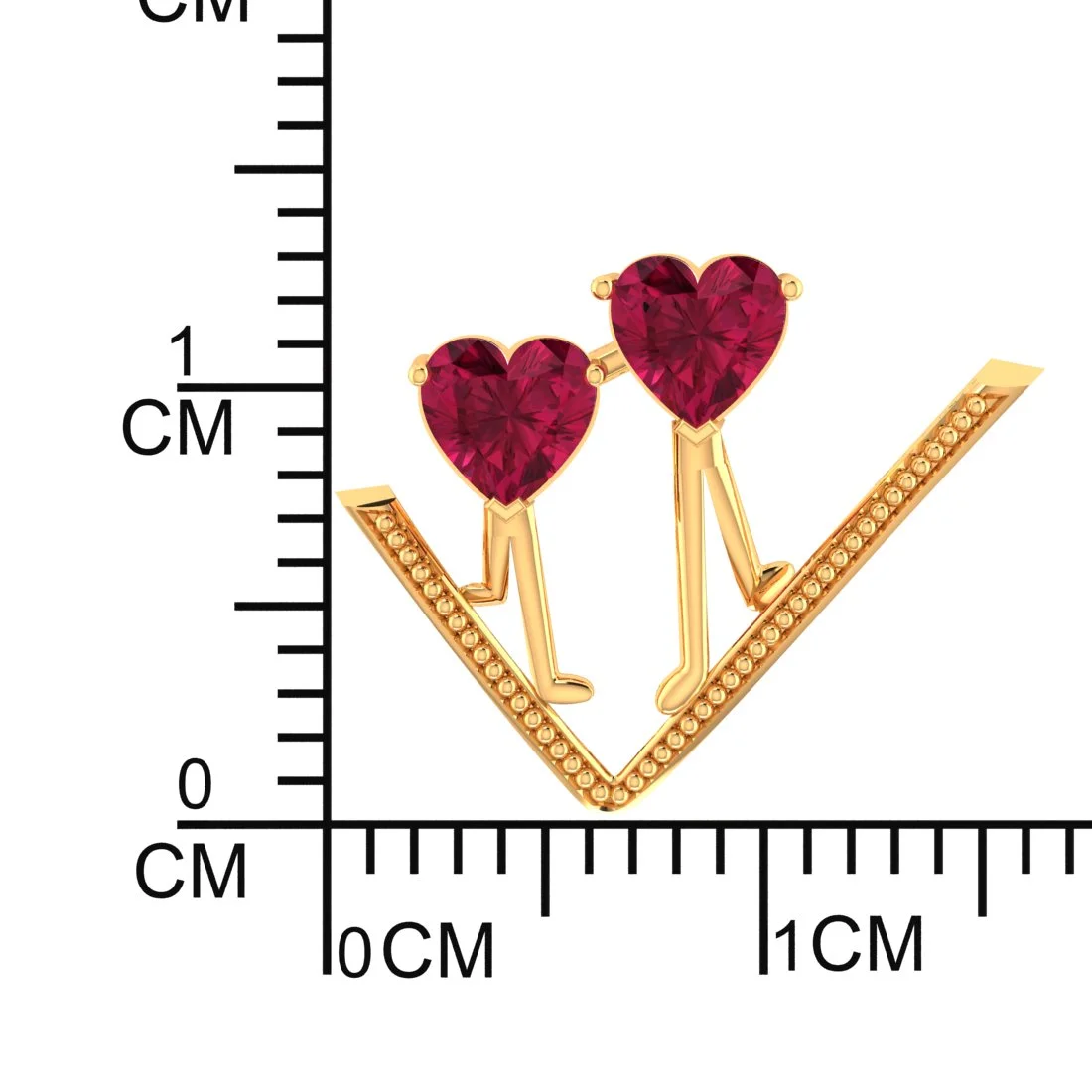 22K Gold Necklace With Walking Hearts Design Set On A V Shape In The Centre - Image 4