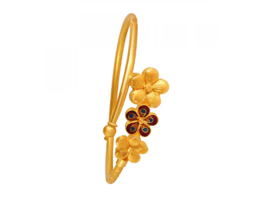 22k Gold Nowa With Meenakari Flower Details - Image 3