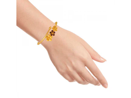 22k Gold Nowa With Meenakari Flower Details - Image 4