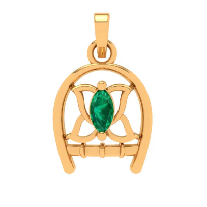 22k Gold Pendant Collection For Women With Green Gemstone