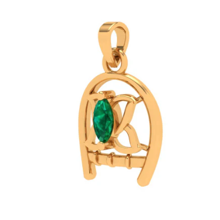 22k Gold Pendant Collection For Women With Green Gemstone - Image 2