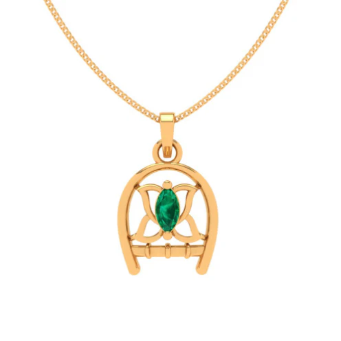 22k Gold Pendant Collection For Women With Green Gemstone - Image 4