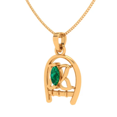 22k Gold Pendant Collection For Women With Green Gemstone - Image 5