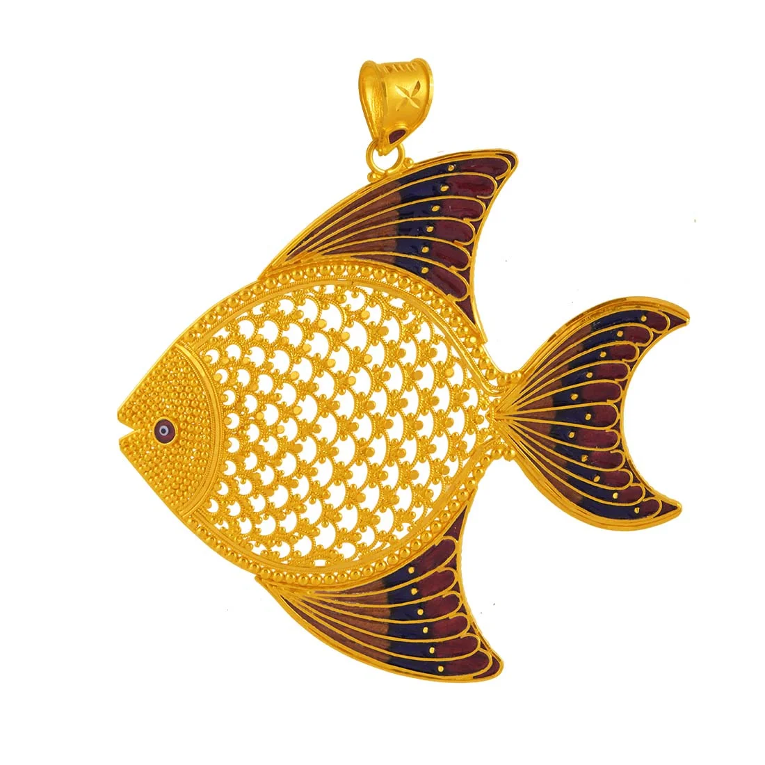 22K Gold Pendant Enamelled Fish Design - Image 2