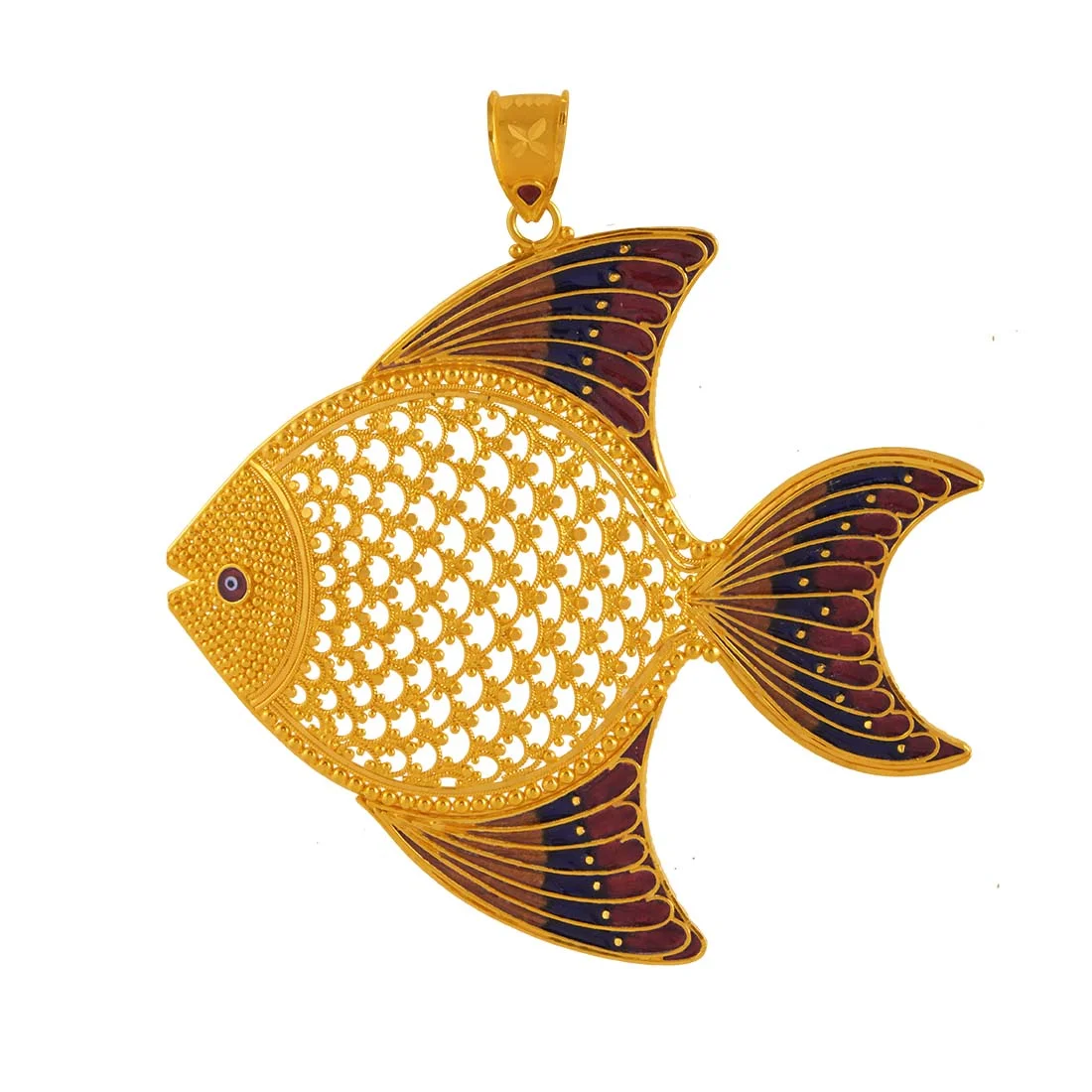 22K Gold Pendant Enamelled Fish Design - Image 3