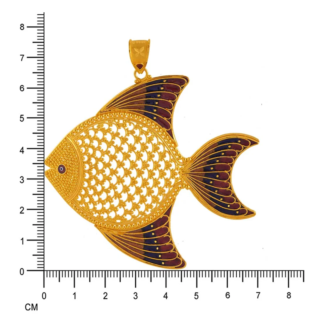 22K Gold Pendant Enamelled Fish Design - Image 4