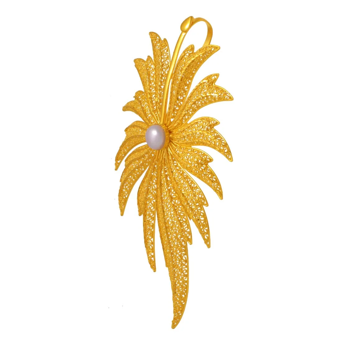22K Gold Pendant Floral Filigree Design - Image 2