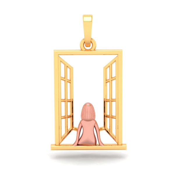 22k Gold Pendant In The Shape Of A Girl In Front Of A Window From Online Exclusive