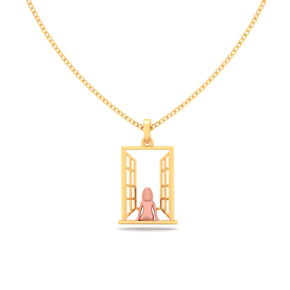 22k Gold Pendant In The Shape Of A Girl In Front Of A Window From Online Exclusive - Image 4