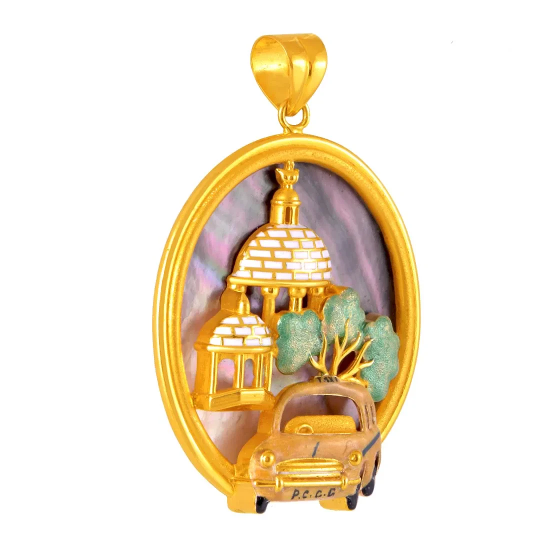 22K Gold Pendant Kolkata Life Cityscape Imagery - Image 2