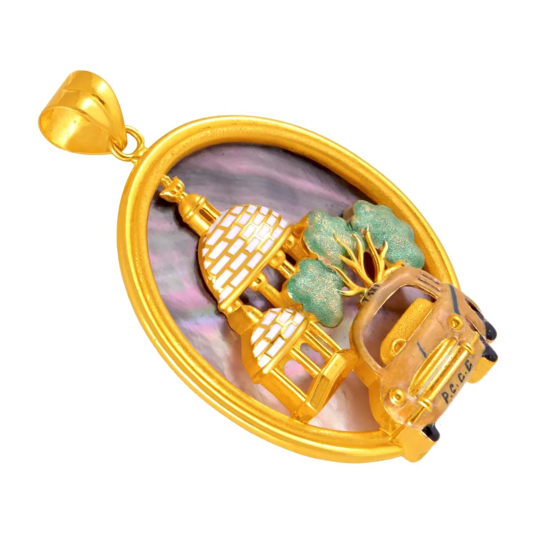 22K Gold Pendant Kolkata Life Cityscape Imagery - Image 3