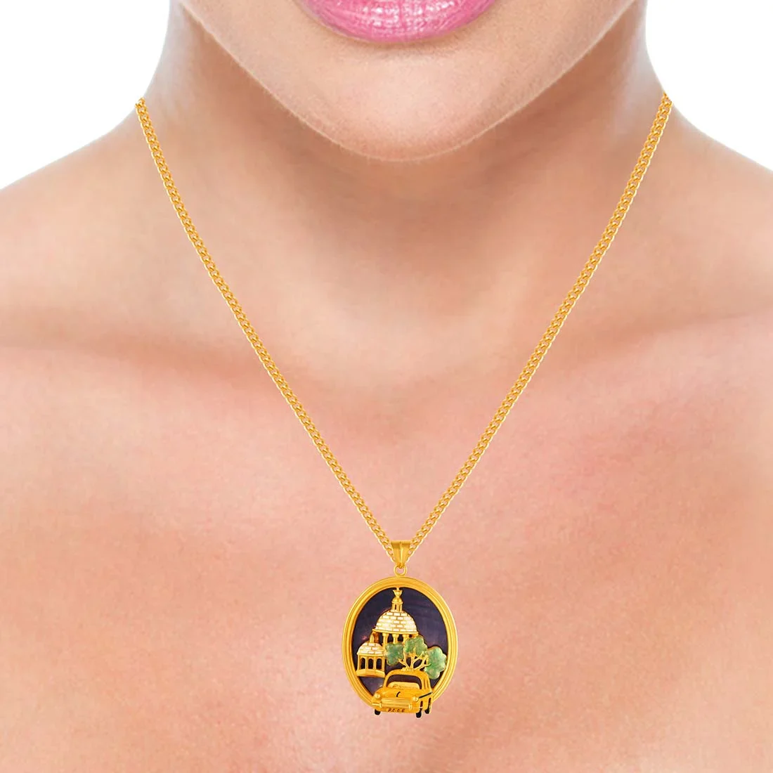 22K Gold Pendant Kolkata Life Cityscape Imagery - Image 4
