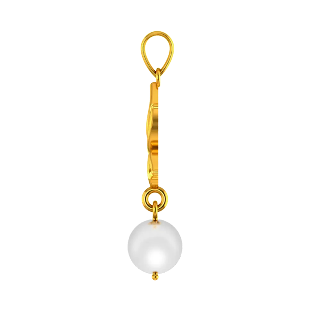 22k Gold Pendant With A Design Of Lotus And A Pearl Hanging In The Bottom - Image 4
