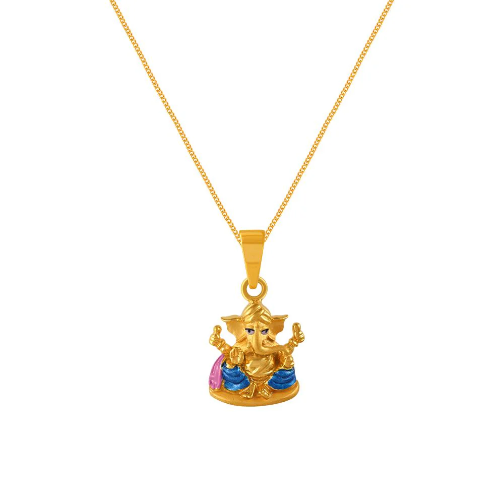 22k Gold Pendant With An Elaborately Detailed Lord Ganesha Motif - Image 4