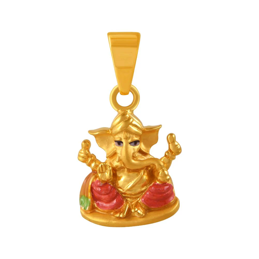 22k Gold Pendant With An Elaborately Detailed Lord Ganesha Motif