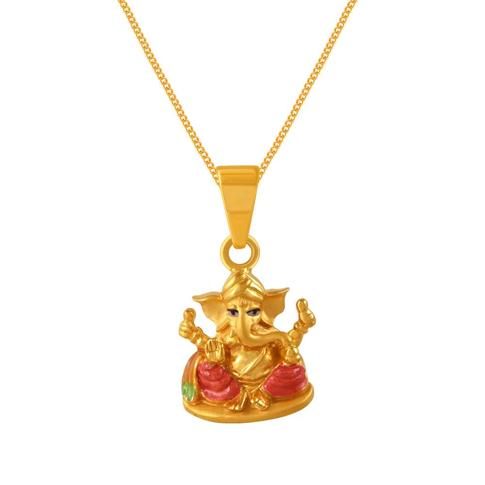22k Gold Pendant With An Elaborately Detailed Lord Ganesha Motif - Image 4