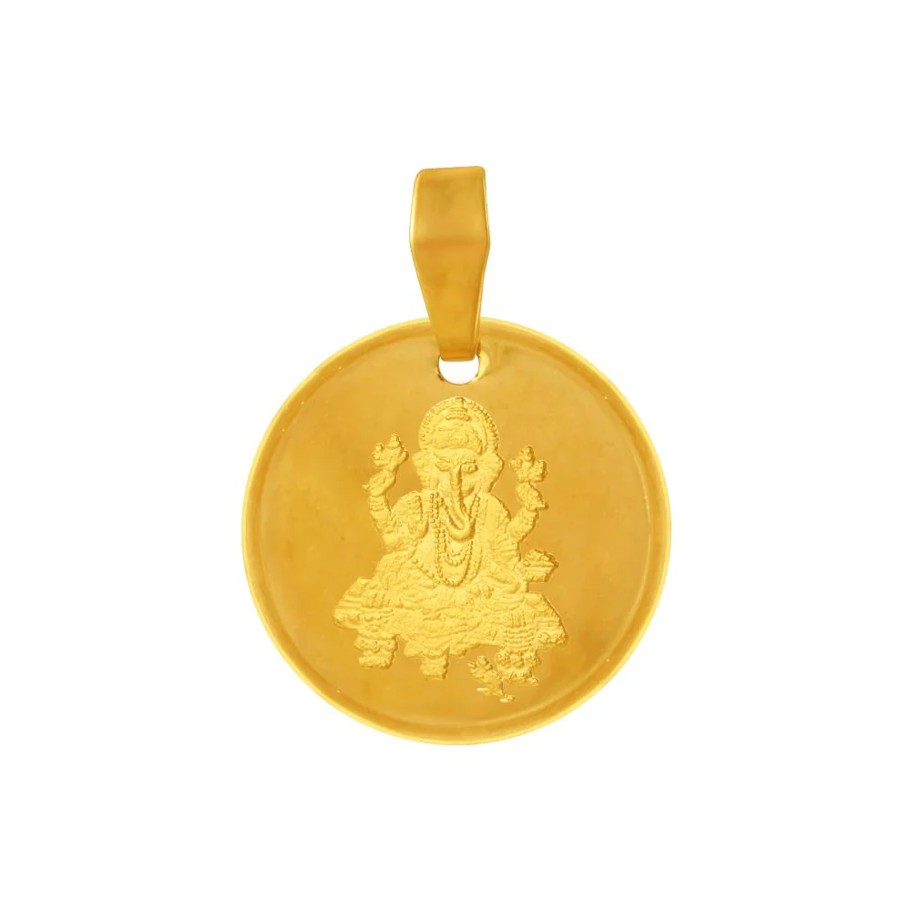 22k Gold Pendant With An Oval Shape And A Lord Ganesha Imagery Embedded Within