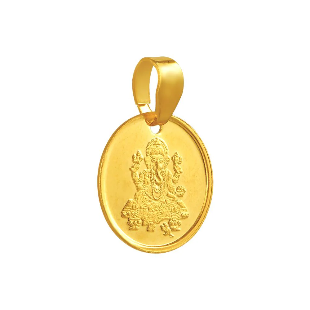 22k Gold Pendant With An Oval Shape And A Lord Ganesha Imagery Embedded Within - Image 3