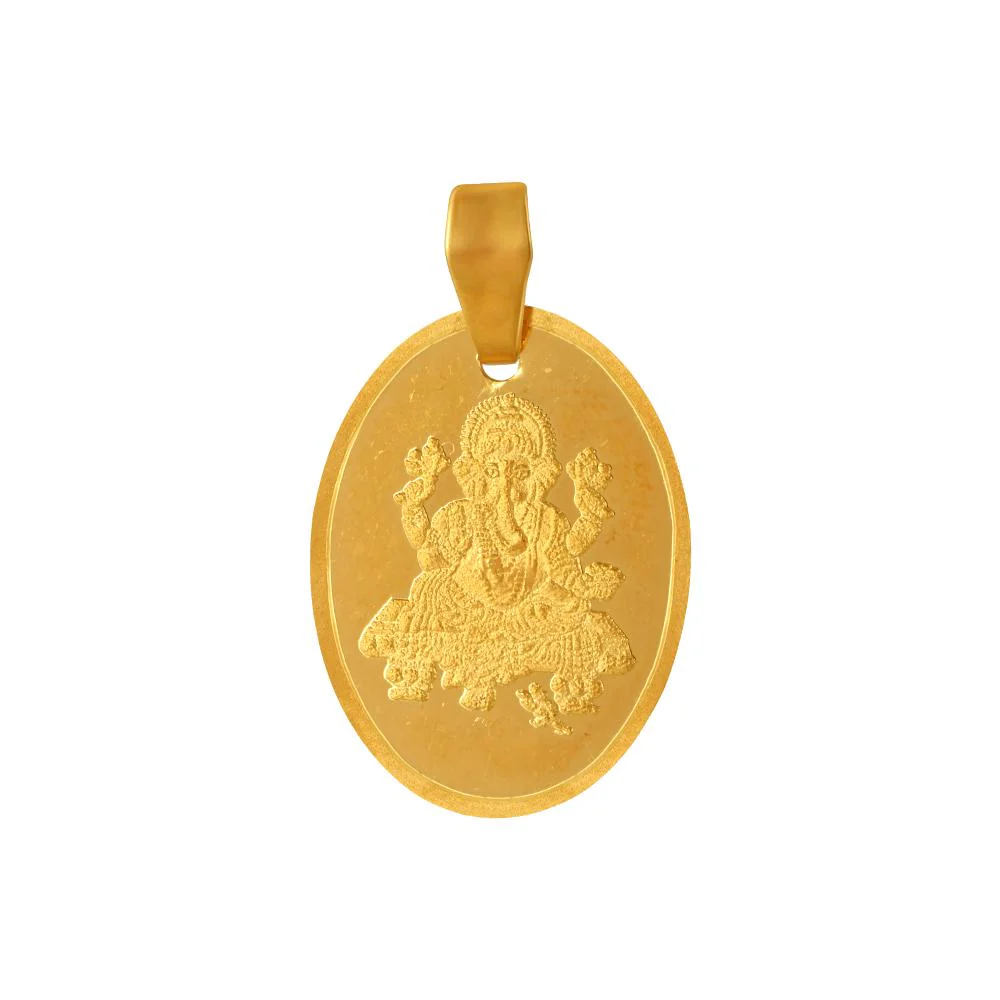22k Gold Pendant With An Oval Shape And A Lord Ganesha Imagery Embedded Within