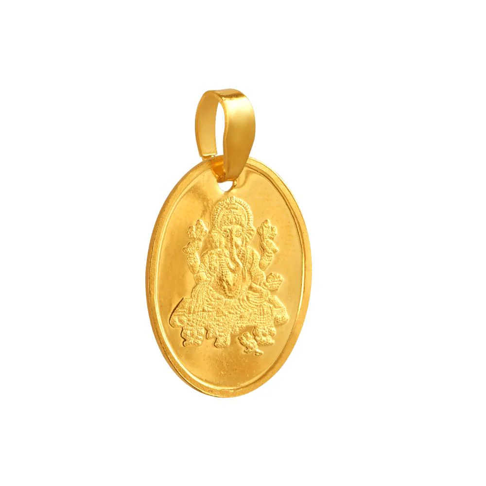 22k Gold Pendant With An Oval Shape And A Lord Ganesha Imagery Embedded Within - Image 3