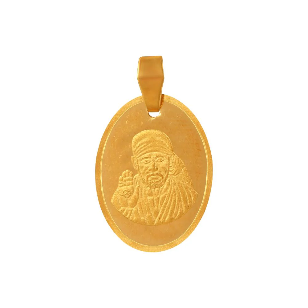 22k Gold Pendant With An Oval Shape And A Sai Baba Imagery Embedded Within