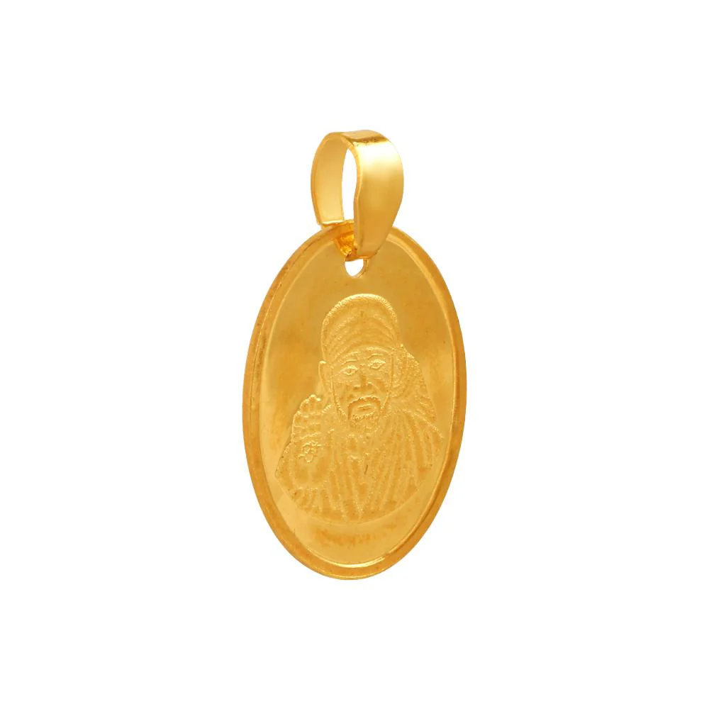 22k Gold Pendant With An Oval Shape And A Sai Baba Imagery Embedded Within - Image 3