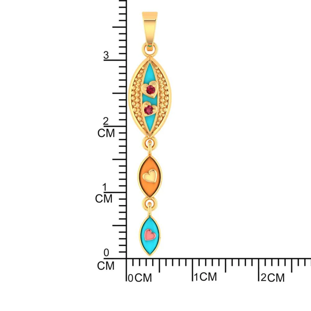 22k Gold Pendant With Exquisite Enamelling On Connected Droplet Design - Image 4