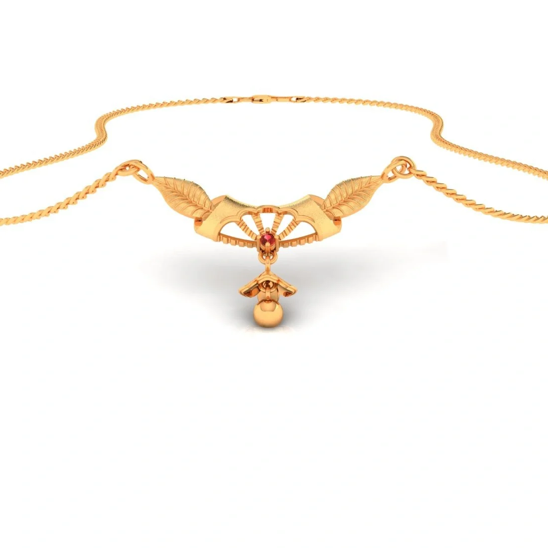 22k Gold Pendant With Leafy And Ball Drop - Image 2