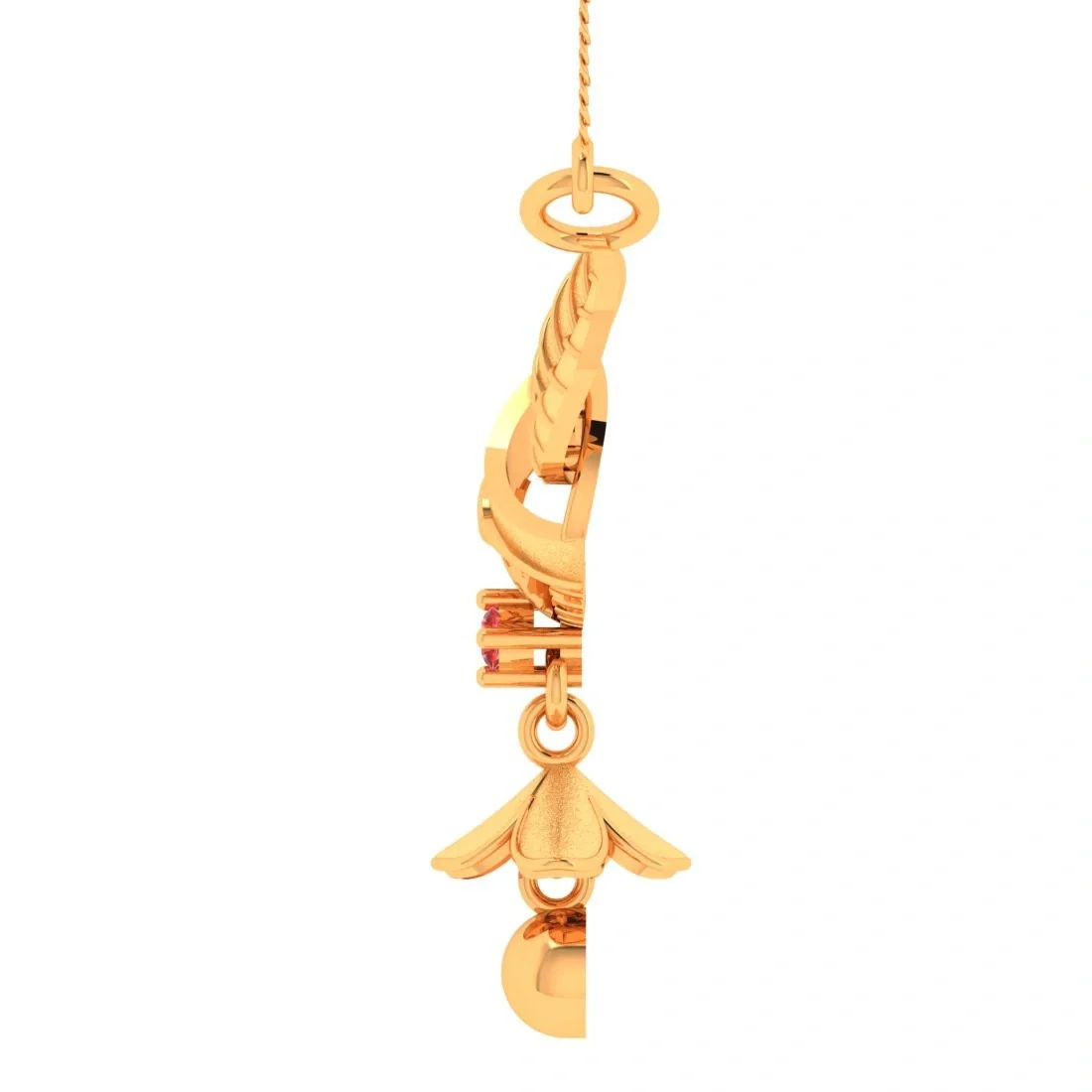 22k Gold Pendant With Leafy And Ball Drop - Image 3