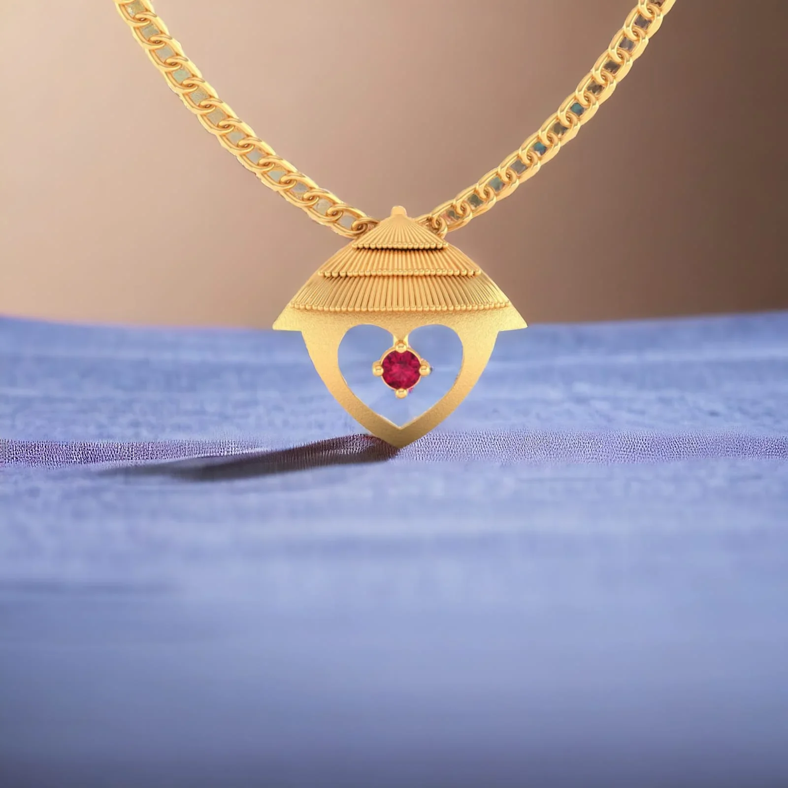 22K Gold Pendant With Sheltered Heart Design - Image 2