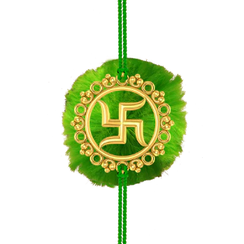 22k Gold Rakhi With Swastik Symbol From The House Of Pc Chandra Jewellers