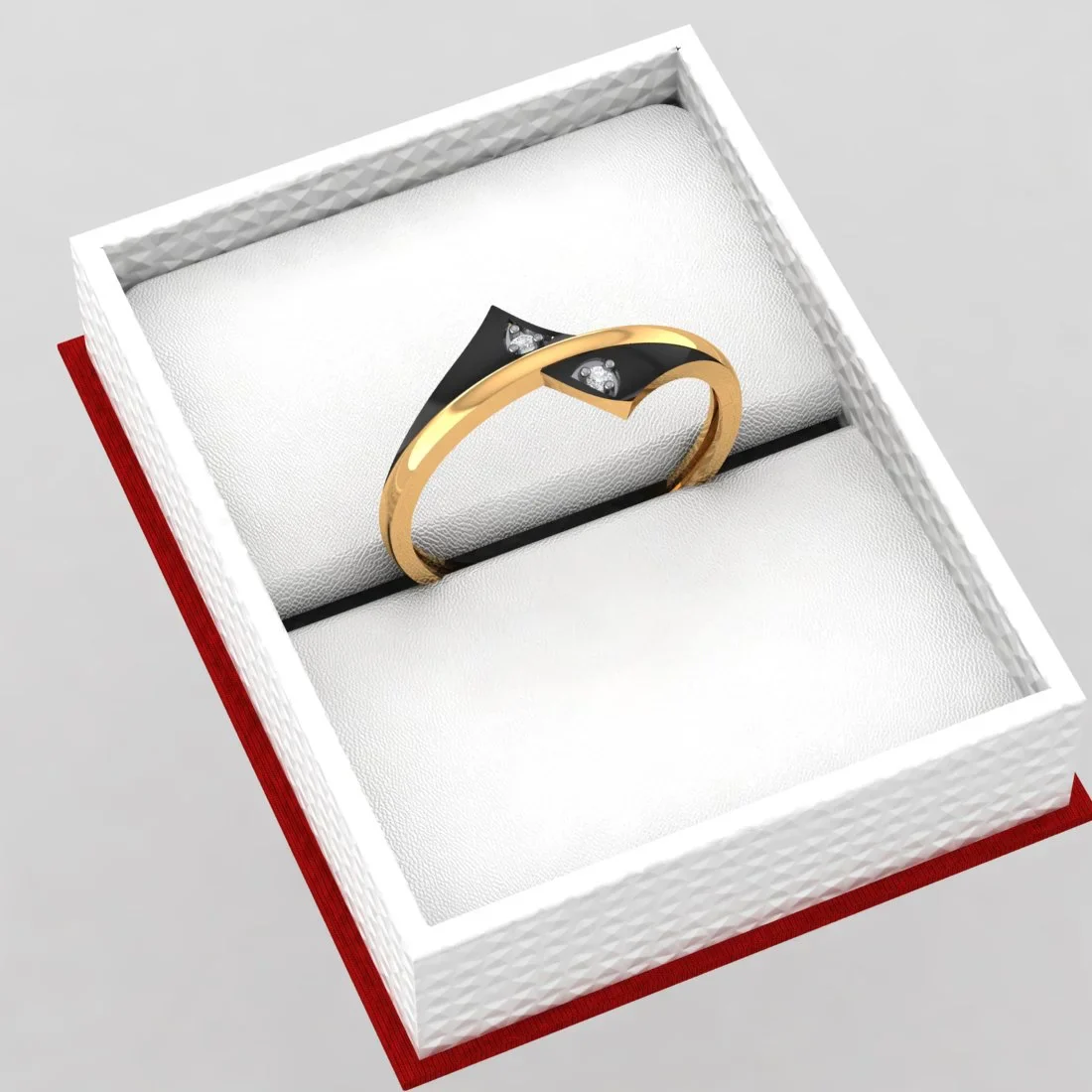 22K Gold Ring Curved Lines Design With Black Inlay And Embedded Stone Detailing (Size 12) - Image 7