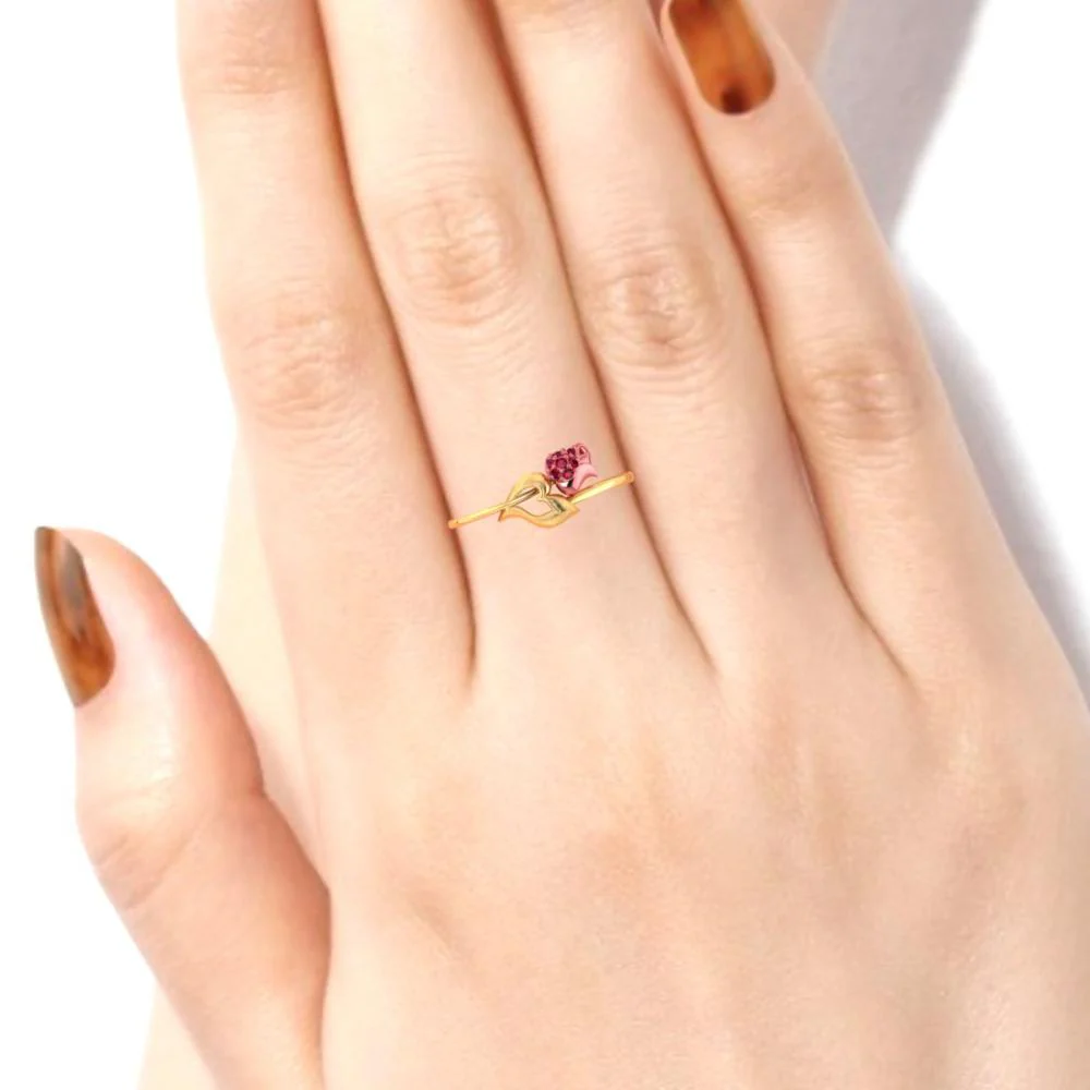 22k Gold Ring With An Intricately-detailed Tulip On Top - Image 5