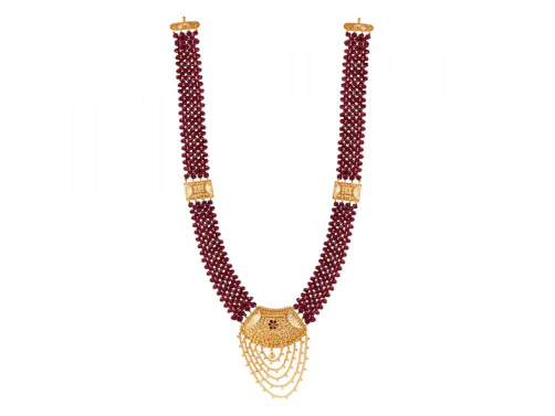 22k Gold Sitahar With Red Beads & Meenakari Detailing