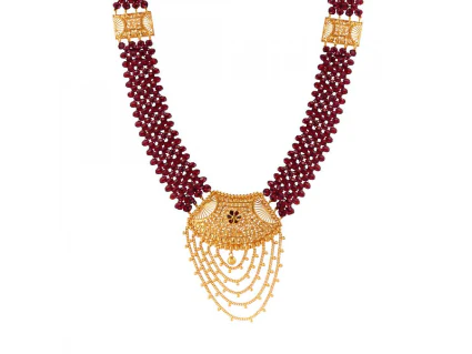 22k Gold Sitahar With Red Beads & Meenakari Detailing - Image 2
