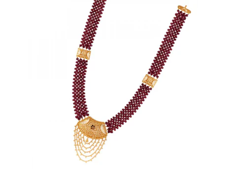 22k Gold Sitahar With Red Beads & Meenakari Detailing - Image 3