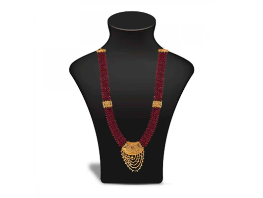 22k Gold Sitahar With Red Beads & Meenakari Detailing - Image 4