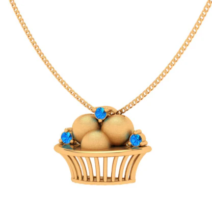 22k Gold Trendy Pc Chandra Gold Pendant With Blue Gemstone - Image 5