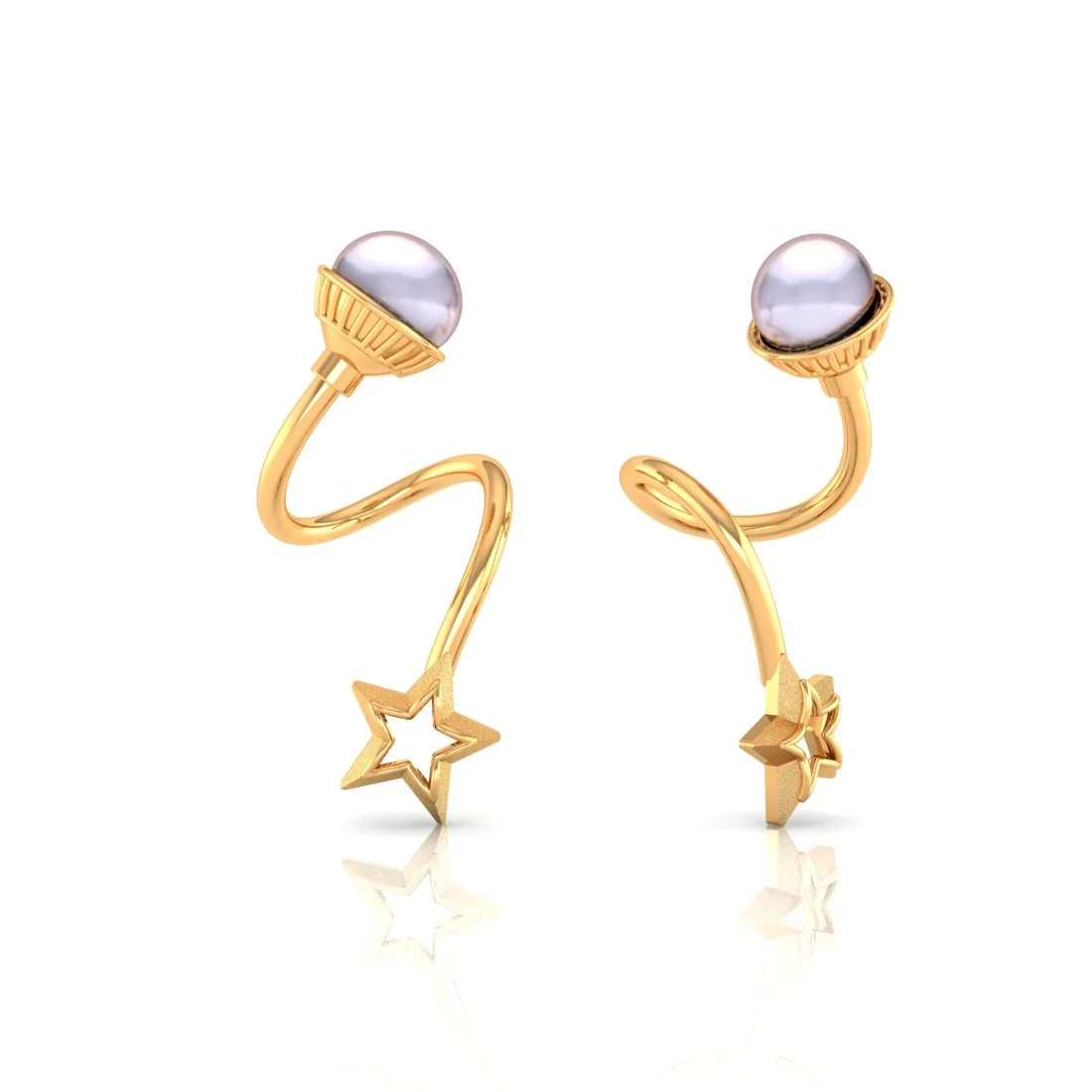 22K Gold Unique Radiant Star-Shaped Earrings for Women - Image 2